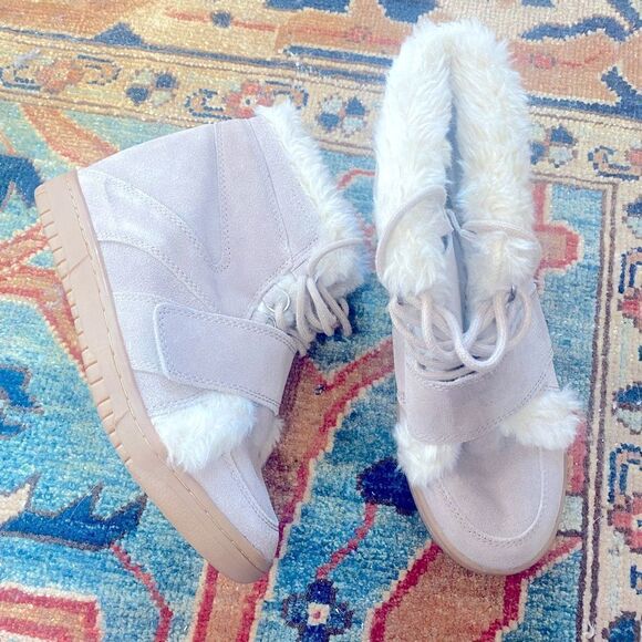 Zara TRF Faux Fur Wedge Booties Size 38 - Picture 2 of 6